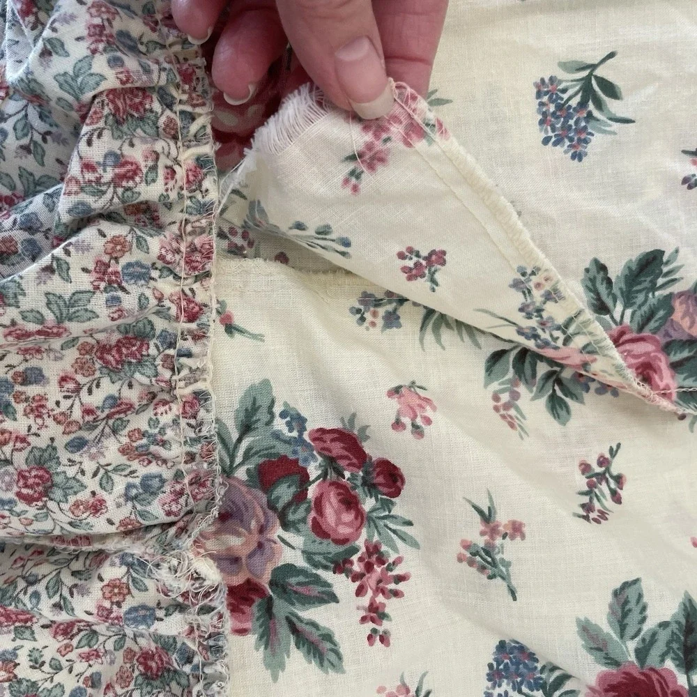 Vintage Country Cottage Comforter Bed Skirt Shams (2) Full/Double Reversible USA